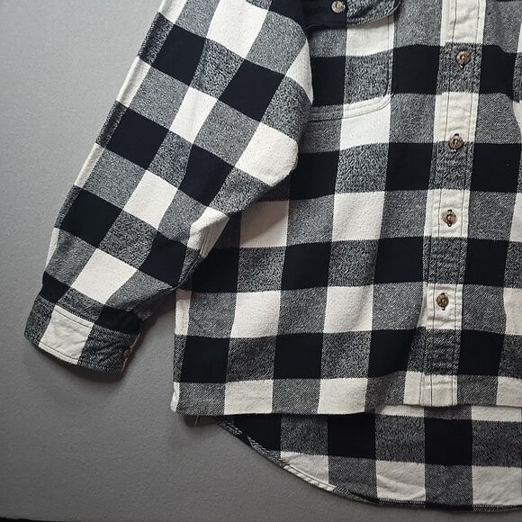 Field & Stream Flannel Shirt Men L Buffalo Plaid Black White Long Sleeve Outdoor - Picture 5 of 10